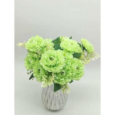 Imagem de Flor Peônia Artificial Buquê Com 5 Flores - NoBrand, Verde