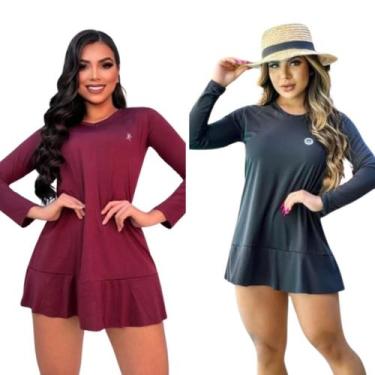 Imagem de Kit 2 Saídas de Praia Vestido feminino proteção solar UV 50+ FPS - For