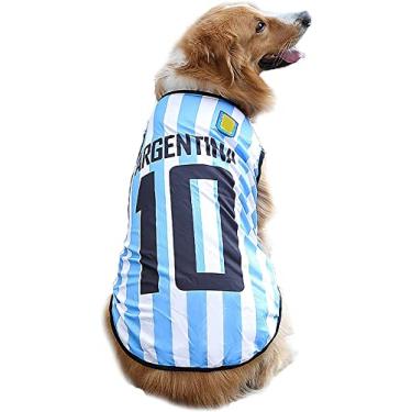 Imagem de GabeFish Camiseta de futebol de futebol para o mundo do cachorro colete de futebol futebol esportivo colete de futebol nacional gato verão roupas legaisGabeFish 4XL (Chest 31") multicor
