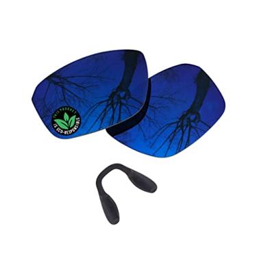 Imagem de Raydi Lentes de reposição de policarbonato e protetores de nariz para óculos de sol retangulares Oakley Split Shot OO9416 - Trail Blue Mirror - Polarizado