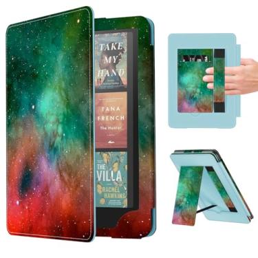 Imagem de Famavala Capa fólio para 17,8 cm/17,3 cm (12ª/11ª geração-2024/2021) com despertar/hibernar automaticamente, alça de mão não compatível com Pocketbook 7s (estrela verde)