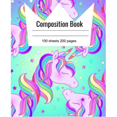 Imagem de Pretty Unicorn Cover Composition Book with 100 Sheets of Wide Ruled White Paper 7.5 x 9.25 in perfect for practice writing: Perfect for Girls, Kids, School, Students and Teachers | Unicorn Series
