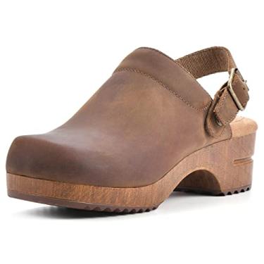 Imagem de WHITE MOUNTAIN Tamanco Feminino, Marrom/couro, 8