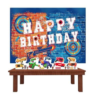 Imagem de Kit Decoração Festa de Aniversário Infantil Painel + Displays Arma de Brinquedo NF