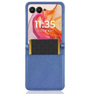 Imagem de Capas Compatível com MOTO Razr 50 Ultra.Fechamento Magnético Design de pé Leather Flip Case com slots de cartão de carteira.Capas para MOTO Razr 50 Ultra-Blue