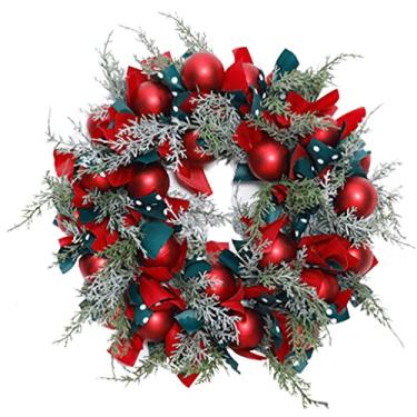 Imagem de Belas Guirlanda de Natal artesanal redonda artificial com bola colorida para escritório em casa casa de fazenda guirlanda de parede decorativa 40 cm/16 pol diverso