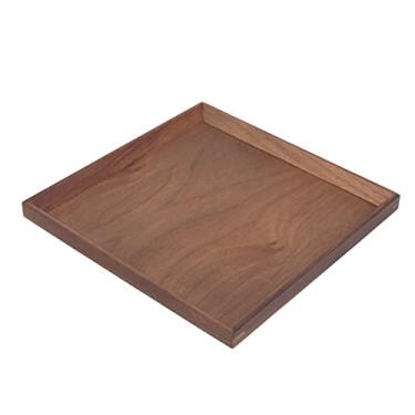 Imagem de Bandeja Quadrada Pequena de Madeira de Nogueira Preta Com Alças, Serve chá, café ou café da manhã na Cama, Bandeja Decorativa Clássica de Madeira (Quadrado Médio)