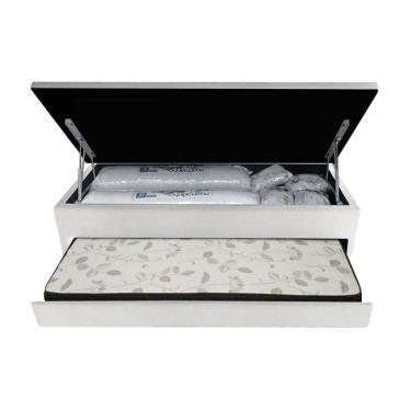 Imagem de Cama Box Baú Casal com Cama Auxiliar para Colchão Avulso 138x188x46cm