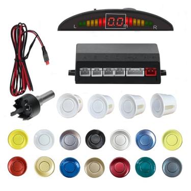 Imagem de SANDETOUN Kit de sensor de estacionamento, kit de sensor de reserva, sensor reverso para carro, 18 opções de cores para sondas, alarme ajustável, volume, sensor profissional de reversa para carro