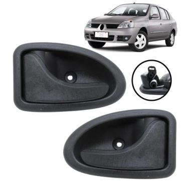 Imagem de Par Maçanetas Internas da Porta Clio Sedan 2003-2009 Preta - Felux