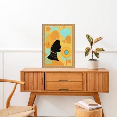 Imagem de Quadro Moldura Dourada Orixá Oxum Silhueta 45x34cm - Quadros On-line, 