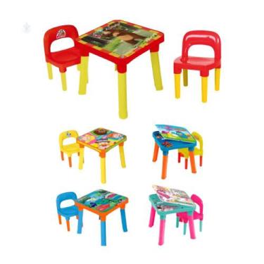 Imagem de Mesa Infantil Com 02 Cadeiras e Divisórias - brinquedo infantil mesa p