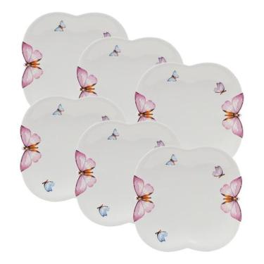 Imagem de 6 Pratos Sobremesa Wolff Borboletas Porcelana 19cm - ROJEMAC IMPORTACA