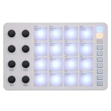 Imagem de Controlador MIDI, Máquina Beat Maker para Produção Musical, Controlador Portátil USB MIDI Beat Pad para Iniciantes, 16 RGB Retroiluminado Beat Pad, 8 Botões Atribuíveis
