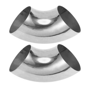 Imagem de Motoforti 2 peças 90 graus mandril curva cotovelo carro modificado tubo de escape tubulação 12.1 cm espessura OD 1,5 mm/16GA 120x285x1,5 mm aço inoxidável 304 tom prata