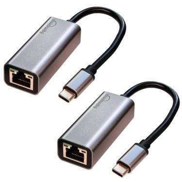 Imagem de Adaptador Ethernet USBC pacote com 2, 2 peças de adaptador de rede Gigabit Ethernet TypeC para RJ45 compatível com Windows, MacOS, Linux e mais TypeC para RJ45 com 1000 MBPS (2 x USB C para RJ45)