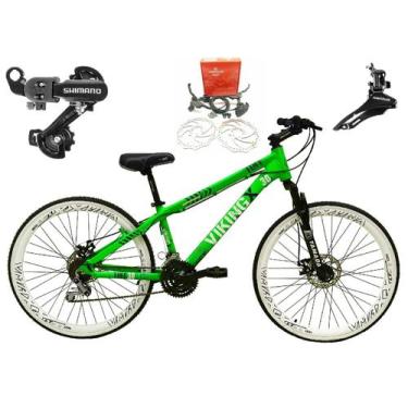 Imagem de Bicicleta Aro 26 Vikingx Tuff Verde 21v Alumínio Câmbios Shimano Freio