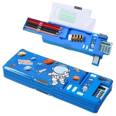 Imagem de Estojo para lápis Ristpal Pop Up Multifuncional com calculadora azul