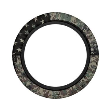 Imagem de Oramclsy Capa de volante camuflada para carrinho de golfe com bandeira americana para homens e mulheres antiderrapante para carrinho de golfe para decoração de carrinho de golfe
