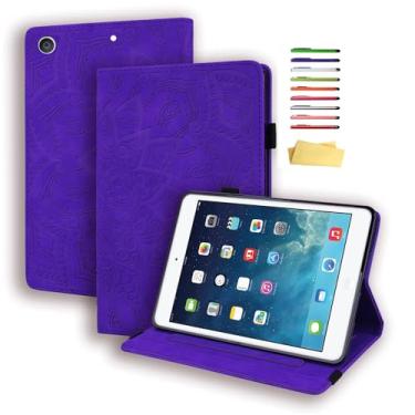 Imagem de UUcovers Capa magnética para iPad 9ª/8ª/7ª geração de 10,2 polegadas 2021/2020/2019, com suporte/porta-lápis/bolsos para cartões/faixa elástica/flor em relevo couro PU carteira carteira magnética para