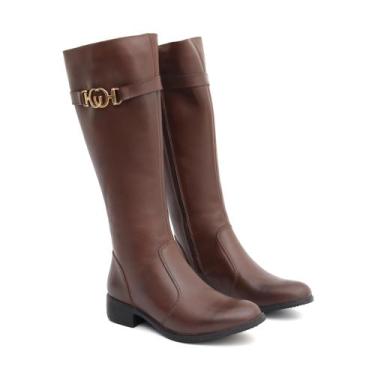 Imagem de Bota Feminina em Couro Montaria Cano Longo Detalhe Cano - LOJA RPERONI