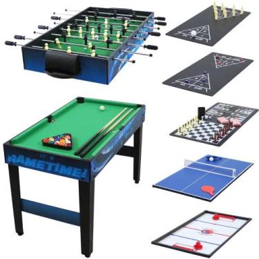 Imagem de Mesa Multijogos 10 em 1 Sinuca Bilhar Pebolim Hockey Tenis de Mesa Xad