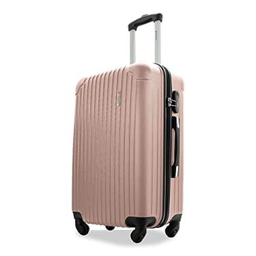 Imagem de Mala de Viagem Rígida ABS, 23kg, 4 Rodas Duplas 360°, Trava com Segredo, Divisória Interna (Rosé Gold A2M)