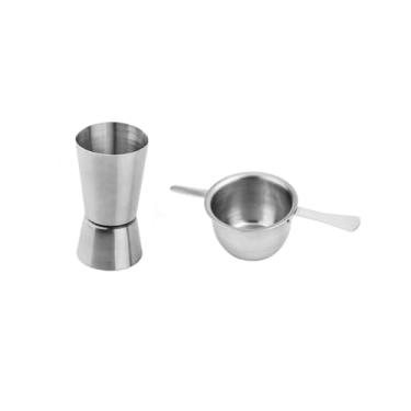 Imagem de Genérico, Dosador Drinks Copo Duplo Inox 50 e 25ml Kit Bar