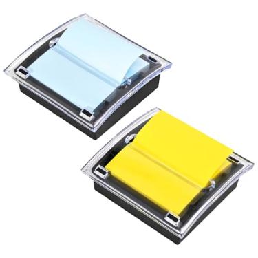 Imagem de WERJOURU Dispensador de notas Post it, 7,5 x 7,6 cm, suporte de notas adesivo, base preta, dispensador de notas pop up post it para escritório, casa, sala de aula, suprimentos de mesa (2 pacotes)