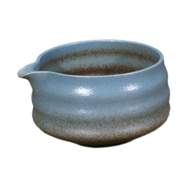 Imagem de Ｂｅｓｇａ Tigela de matcha de cerâmica, mixagem de porcelana Matcha, feita à mão, com derramamento de boliche da tigela, copo de chá verde feito à mão para, Azul