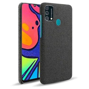 Imagem de Capa para Samsung Galaxy M21S,Capa desenhada em lona,Case Protetora Ultrafina com Empunhadura Macia,Design em Tecido Antichoque e Antiarranhões-Black
