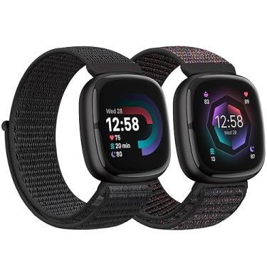 Imagem de AVOD Pulseiras de nylon compatíveis com Fitbit Versa 3/Fitbit Sense, pulseira de substituição ajustável esportiva respirável macia acessórios de pulseira feminina masculina
