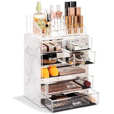 Imagem de Sorbus Luxe Marble Cosmetic Makeup and Jewely Storage Case Display - Design Espaçoso -...