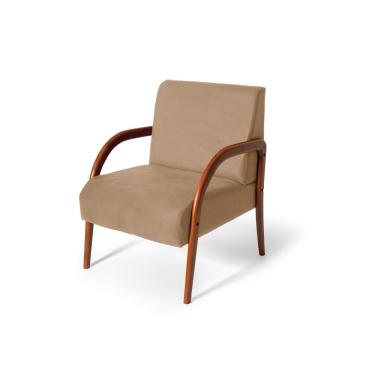 Imagem de Poltrona para Sala Decorativa Estofada Base Madeira Maciça Duda Bege - Straub Web