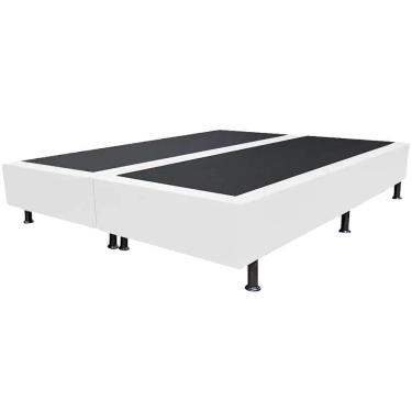 Imagem de Base Box Bipartida Casal Universal em Corino 37x188x138 Cor Branco