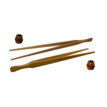 Imagem de WEEMYY Clipes de bambu ecológicos feitos à mão com argola - Pinças de torradeira de 20 cm para cozinhar, churrasco, assar, grelhar - Ideal para chá, frutas, pão, picles, queijo, bacon, muffins, pacote