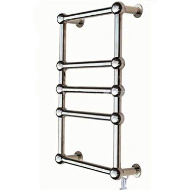 Imagem de Aquecedor de toalha de parede de banheiro, toalheiro elétrico, toalheiro quente, aço inoxidável polido, superfície esférica espelhada IP55, à prova d'água, acessórios de banheiro