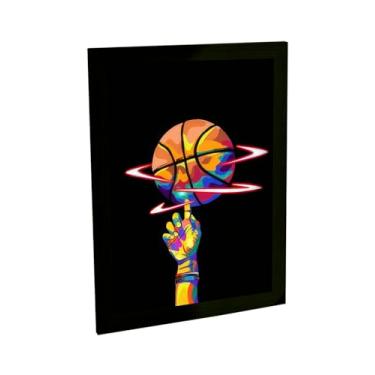 Imagem de Quadro Decorativo Basquete Ilustração Pop Arte Giro Decoração Quarto Sala