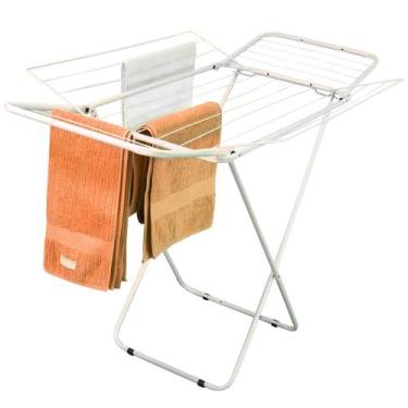 Imagem de Varal de Chão Tendedero Reforçado Aço Branco Não Enferruja 4 Abas 12kg