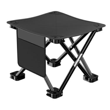 Imagem de YIJU Dobrando as fezes de camping mini cadeira dobrável compacto com banquinho de bolso lateral para fazer um churrasco de camping pátio, Preto, 28cmx28cmx23cm