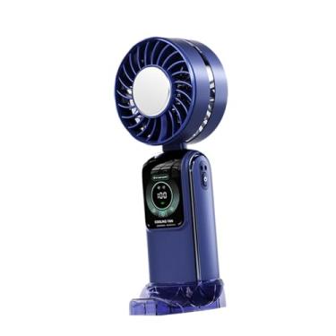 Imagem de Ｂｅｓｇａ Ventilador de mão pequeno 100 velocidade ajustável Speed ​​silencioso Ventilador portátil Display digital para viagens esportivas caminhadas externas, Azul
