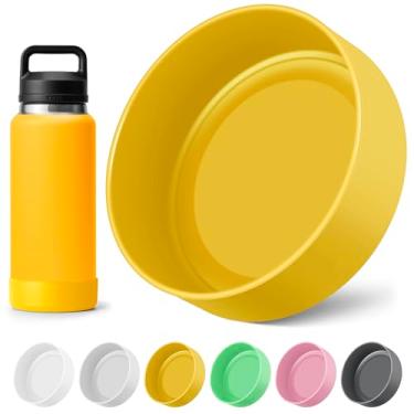Imagem de Diumepo Bota de silicone para garrafa de água YETI Rambler 1,020 g, protetor inferior de manga antiderrapante para garrafa Yeti de 1,020 g, capa de manga inferior, livre de BPA (amarelo alpino)