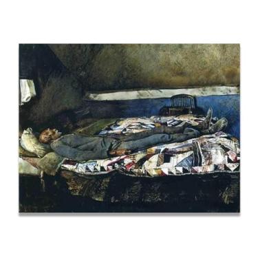 Imagem de Impressão em tela Friend Andrew Wyeth - Arte de realismo americano, aquarela e pintura de têmpera de ovo para decoração de casa 20 x 26 cm