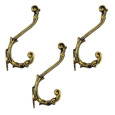 Imagem de AYZCORP Conjunto de 3 ganchos de ferro fundido com design antigo para decoração de arte de parede - cabides e porta-chaves com design antigo - cabide de roupas e mochila-ganchos para casacos,