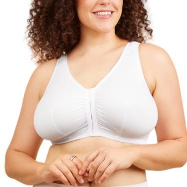 Imagem de LEADING LADY Sutiã feminino Meryl Cotton com fecho frontal confortável e confortável de algodão para dormir e lazer, Branco, 34C/DD
