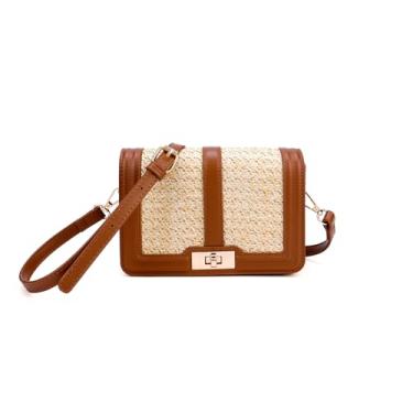 Imagem de Ayliss Bolsas transversais de palha para mulheres bolsas e bolsas de mão de palha de verão bolsa de praia bolsa de praia de tecido para férias, Marrom, Small