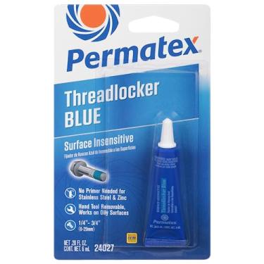 Imagem de Permatex 24027 Rosca insensível à superfície azul, trava de rosca e cola de parafuso para parafusos porcas e fixadores para evitar afrouxamento e corrosão, removível com ferramentas manuais 6 ml