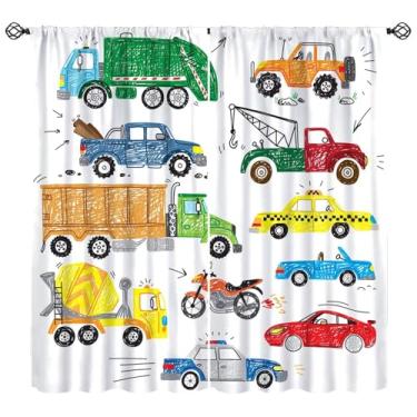 Imagem de Cortinas de carro com desenho de graffiti para crianças, engenharia de corrida, motocicleta, blackout, tratamentos de janela para quarto de crianças, meninas, 106,7 cm L x 114,3 cm C