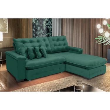 Imagem de Sofá Berlin 2.65x2.10m Com Chaise Super Pillow Top - Verde