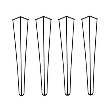 Imagem de Kit 4 Pé Hairpin Leg Triplo 50cm Preto 6mm 1/4 Móveis Mesa Canto Later
